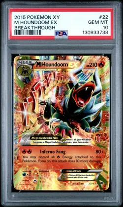 2015 POKEMON XY BREAKTHROUGH #22 M HOUNDOOM EX PSA 10 - Image 1