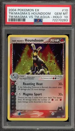 Pokemon Team Magma's Houndoom EX TM Magma Vs TM Aqua Holo Rare #10 PSA 10 - Image 1