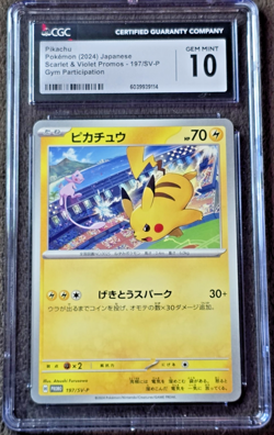CGC 10 Pikachu 197/SV-P Promo Scarlet & Violet Gym Participation Pokemon -4015 - Image 1