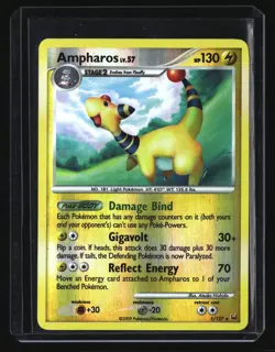 Pokemon AMPHAROS 1/127 (Reverse Holo Rare) Platinum - LP/Light Play - Image 1