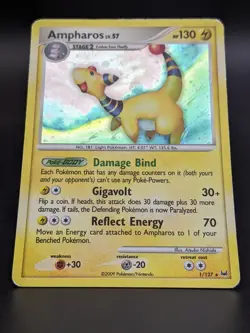 TCG Pokemon Ampharos Holo Rare 1/127 Platinum 2009: LP Ungraded - Image 3