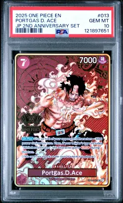 Portgas.D.Ace (One Piece Japanese Version 2nd Anniversary Set) OP02-013 PSA 10 - Image 1