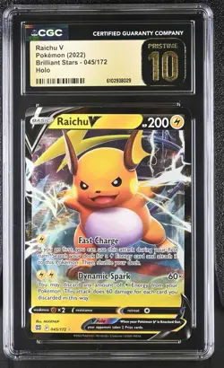 2022 Pokemon Raichu V 045/172 Swsh09: Brilliant Stars Holo CGC Pristine 10 - Image 1