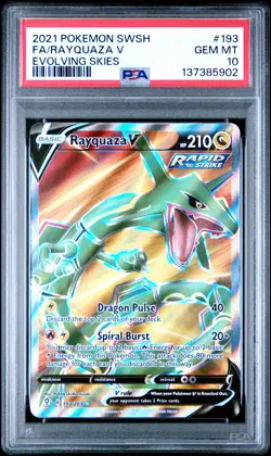 2021 POKEMON SWORD & SHIELD EVOLVING SKIES #193 FULL ART/RAYQUAZA V PSA 10 - Image 1