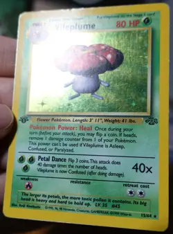 Vileplume 15/64 1st Edition Holo Jungle Holobleed Error Misprint Pokemon Card PL - Image 1