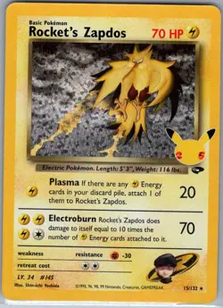 Rocket's Zapdos 15/132 Celebrations: Classic Collection - Pokemon Card - NM - Image 1
