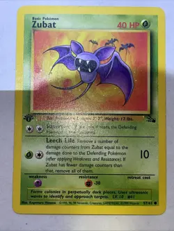 Zubat 57/62 1st Edition Fossil Set Pokemon Card NM Vintage - Image 5