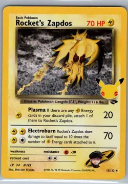 Rocket's Zapdos 15/132 Celebrations: Classic Collection - Pokemon Card - NM - Image 1