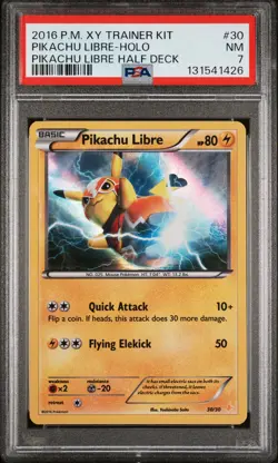 2016 POKEMON XY TRAINER KIT PIKACHU LIBRE HALF DECK #30 PIKACHU LIBRE-HOLO PSA 7 - Image 1