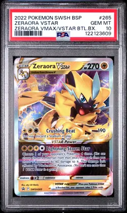 2022 Pokemon Swsh Black Star Promo Zeraora VSTAR #265 Zeraora VMAX/VSTAR PSA 10 - Image 1