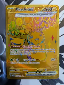 2025 Pokemon SV Prismatic Evolutions Pikachu ex Full Art Gold #179/131 - Image 1