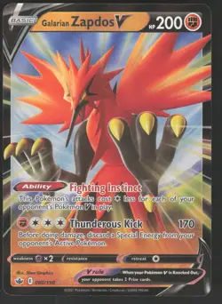 Galarian Zapdos V 080/198 Ultra Rare Pokemon TCG SWSH06: Chilling Reign NM - Image 1