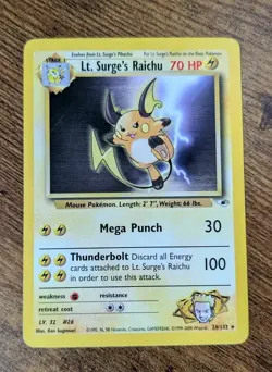 Pokemon TCG - Lt. Surge's Raichu 28/132 Rare 2000 Gym Heroes - LIGHTLY PLAYED - Image 1