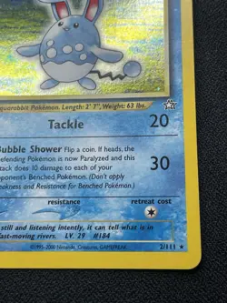 Pokemon Azumarill 2/111 Neo Genesis Holo Rare LP Swirl(s) - Image 4