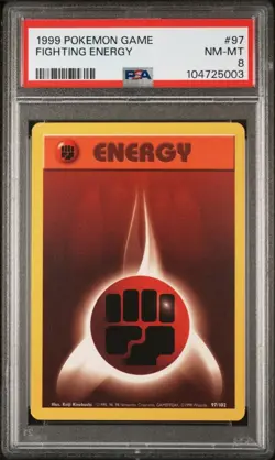 1999 POKEMON GAME BASE SET UNLIMITED 97 FIGHTING ENERGY PSA 8 - Image 1