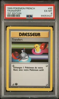 TCG 1999 Pokemon FRENCH Dresseur 1ST Edition Card TRANSFERT # 95 Graded PSA 6 - Image 1