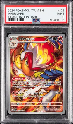2024 POKEMON TWM EN-TWILIGHT MASQUERADE ILLUSTRATION RARE #173 INFERNAPE PSA 9 - Image 1