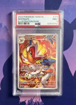 2024 POKEMON TWM EN-TWILIGHT MASQUERADE ILLUSTRATION RARE #173 INFERNAPE PSA 9 - Image 1