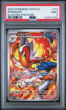 2024 POKEMON TWM EN-TWILIGHT MASQUERADE ILLUSTRATION RARE #173 INFERNAPE PSA 9 - Image 1