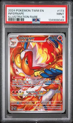2024 POKEMON TWM EN-TWILIGHT MASQUERADE ILLUSTRATION RARE #173 INFERNAPE PSA 9 - Image 1