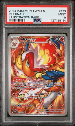 2024 POKEMON TWM EN-TWILIGHT MASQUERADE ILLUSTRATION RARE #173 INFERNAPE PSA 9 - Image 1