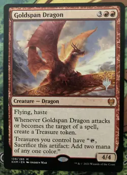Goldspan Dragon Kaldheim non-foil Promo Stamp mtg NM - Image 1