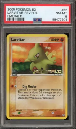 Pokemon Larvitar EX Emerald Reverse Holo #52 PSA 8 - Image 1