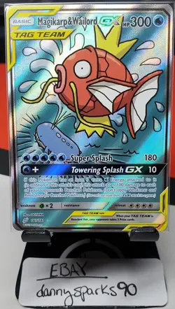 Magikarp & Wailord GX Pokemon SM Team Up Alternate Full Art Holo 161/181 - MP - Image 3
