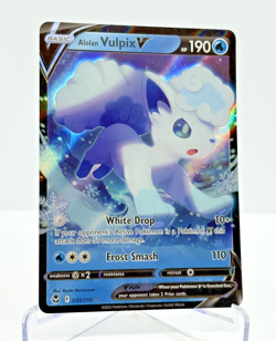 Alolan Vulpix V 033/195 - Pokemon TCG Silver Tempest - Ultra Rare Holo NEAR MINT - Image 1
