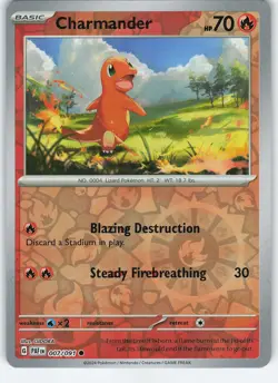 Charmander - 007/091 Common Reverse Holo SV: Paldean Fates NM Pokemon - Image 1