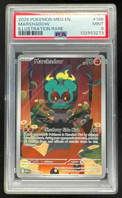 2025 Pokemon Mega Evolution - MEG EN #146/132 Marshadow Illustration Rare PSA 9 - Image 1