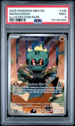 2025 POKEMON MEG EN-MEGA EVOLUTION ILLUSTRATION RARE #146 MARSHADOW PSA 9 - Image 1