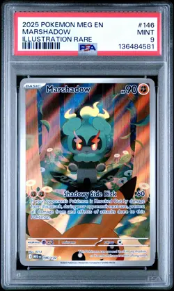2025 POKEMON MEG EN-MEGA EVOLUTION ILLUSTRATION RARE #146 MARSHADOW PSA 9 - Image 1