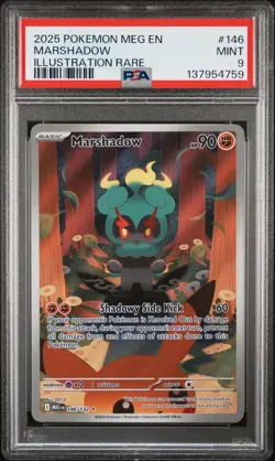 2025 POKEMON MEG EN-MEGA EVOLUTION ILLUSTRATION RARE #146 MARSHADOW PSA 9 - Image 1