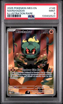 2025 POKEMON MEG EN MEGA EVOLUTION ILLUSTRATION RARE #146 MARSHADOW PSA 9 MINT - Image 1