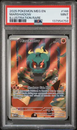 2025 POKEMON MEG EN-MEGA EVOLUTION ILLUSTRATION RARE #146 MARSHADOW PSA 9 - Image 1