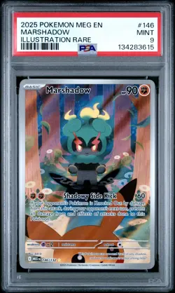 2025 POKEMON MEG EN MEGA EVOLUTION ILLUSTRATION RARE #146 MARSHADOW PSA 9 MINT - Image 1