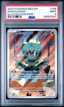 2025 POKEMON MEG EN-MEGA EVOLUTION ILLUSTRATION RARE #146 MARSHADOW PSA 9 - Image 1