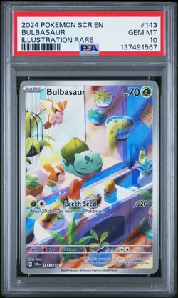 2024 POKEMON SCR EN-STELLAR CROWN ILLUSTRATION RARE #143 BULBASAUR PSA 10 - Image 1