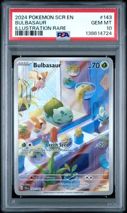 2024 POKEMON SCR EN-STELLAR CROWN ILLUSTRATION RARE #143 BULBASAUR PSA 10 - Image 1