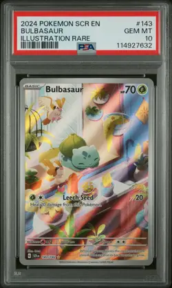 2024 POKEMON SCR EN-STELLAR CROWN ILLUSTRATION RARE #143 BULBASAUR PSA 10 - Image 1