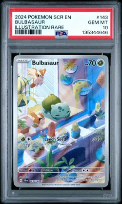 PSA 10 Pokemon TCG 2024 Pokemon Scr En-Stellar Crown #143 Bulbasaur GEM MT - Image 1