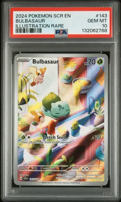 2024 POKEMON SCR EN-STELLAR CROWN ILLUSTRATION RARE #143 BULBASAUR PSA 10 - Image 1