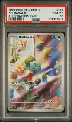 2024 POKEMON SCR EN-STELLAR CROWN ILLUSTRATION RARE #143 BULBASAUR PSA 10 - Image 1