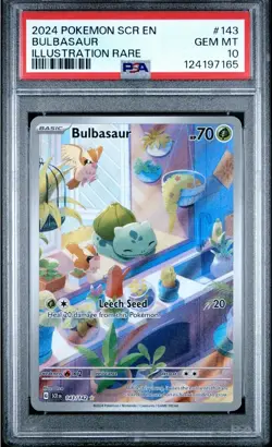 2024 POKEMON SCR EN-STELLAR CROWN ILLUSTRATION RARE #143 BULBASAUR PSA 10 - Image 1