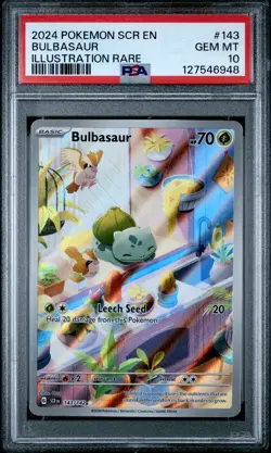 2024 POKEMON SCR EN-STELLAR CROWN ILLUSTRATION RARE #143 BULBASAUR PSA 10 - Image 1