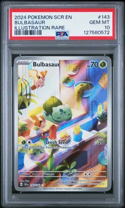 2024 POKEMON SCR EN-STELLAR CROWN ILLUSTRATION RARE #143 BULBASAUR PSA 10 - Image 1
