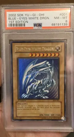 2002 YUGIOH STARTER DECK KAIBA 1ST EDITION SDK001 BLUE EYES WHITE DRAGON PSA 8 - Image 2
