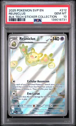 2025 POKEMON SVP PROMO BLACK BOLT TECH STICKER COLLECTION #212 REUNICLUS PSA 10 - Image 1