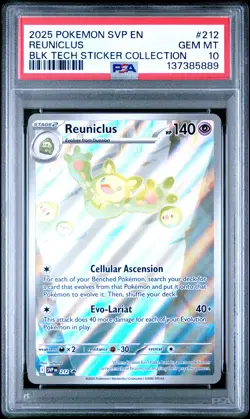2025 POKEMON SVP PROMO BLACK BOLT TECH STICKER COLLECTION #212 REUNICLUS PSA 10 - Image 1